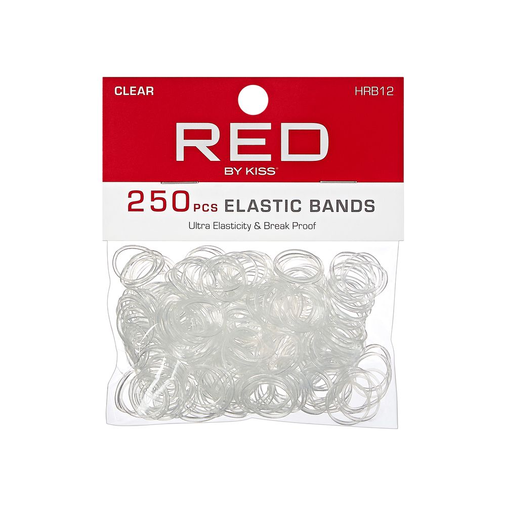 RED Plastic Elastic Bands 250 pcs Clear