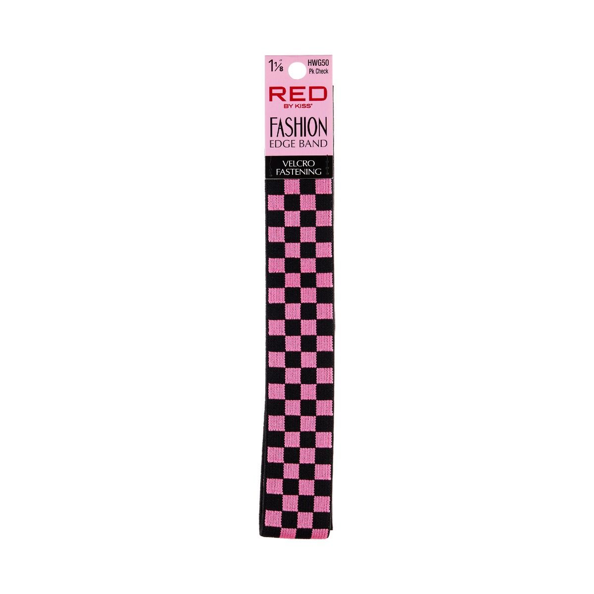 Red Fashion Edge Wig Band Elastic Pink Checker