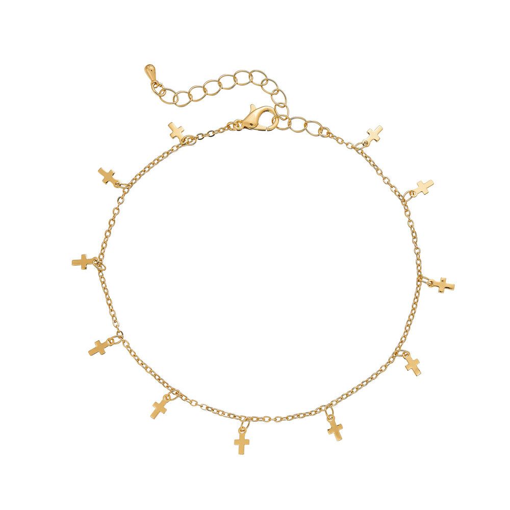 RED Glam Fashion Anklet - Cross