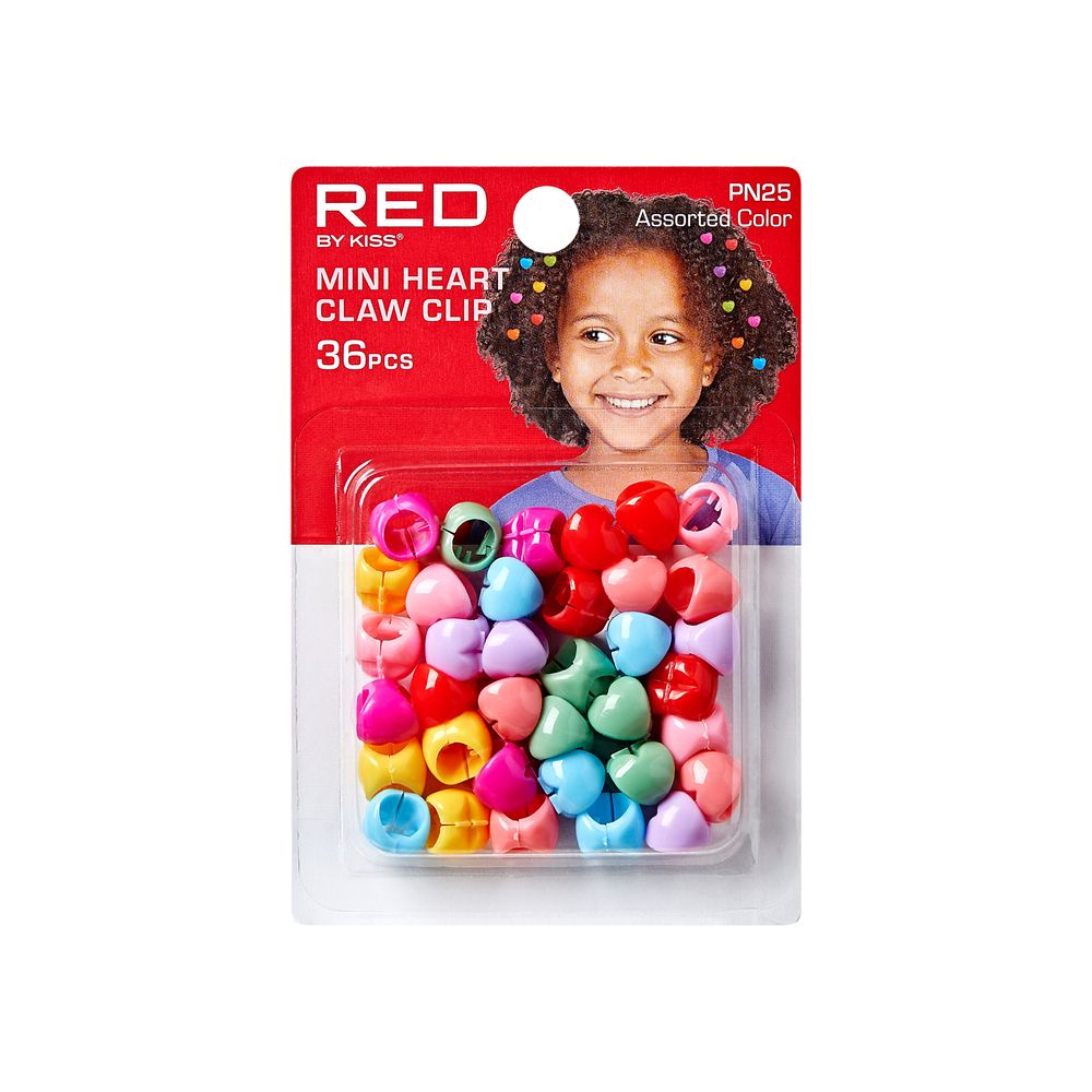 RED Kids Mini Heart Claw Clips 36 pcs