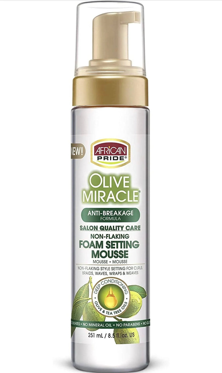 African Pride Olive Foam Setting Mousse 8.5 fl oz
